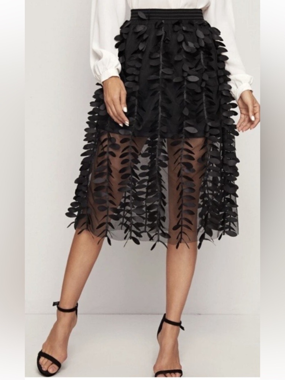 Shein Black Cocktails/party mid length skirt illusion at the bottom size 4